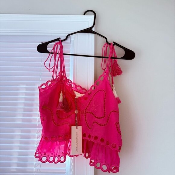 NWT LoveShackFancy Pink Biltmore Butterfly Embroidered Women's Top - Picture 7 of 11